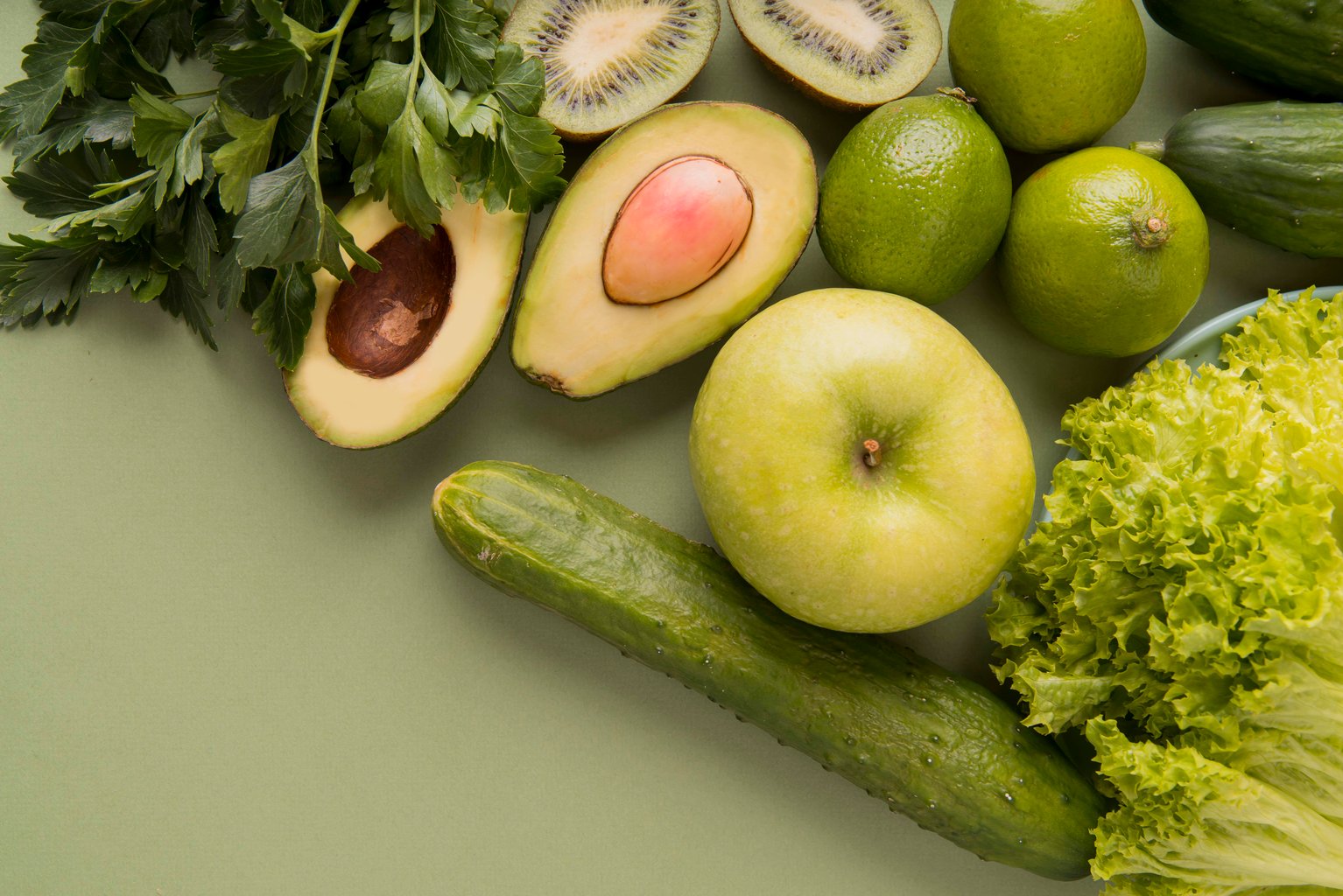 top-view-green-fruits-vegetables